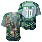Personalized Canberra Raiders Baseball Jersey Aboriginal Dot Art - Dreamtime Rugby Mascot