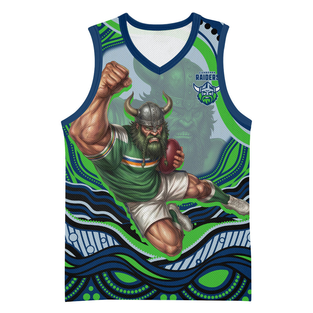 Personalized Canberra Raiders Basketball Jersey Aboriginal Dot Art - Dreamtime Rugby Mascot