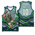 Personalized Canberra Raiders Basketball Jersey Aboriginal Dot Art - Dreamtime Rugby Mascot