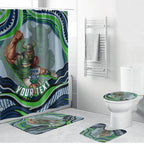 Personalized Canberra Raiders Bathroom Set Aboriginal Dot Art - Dreamtime Rugby Mascot