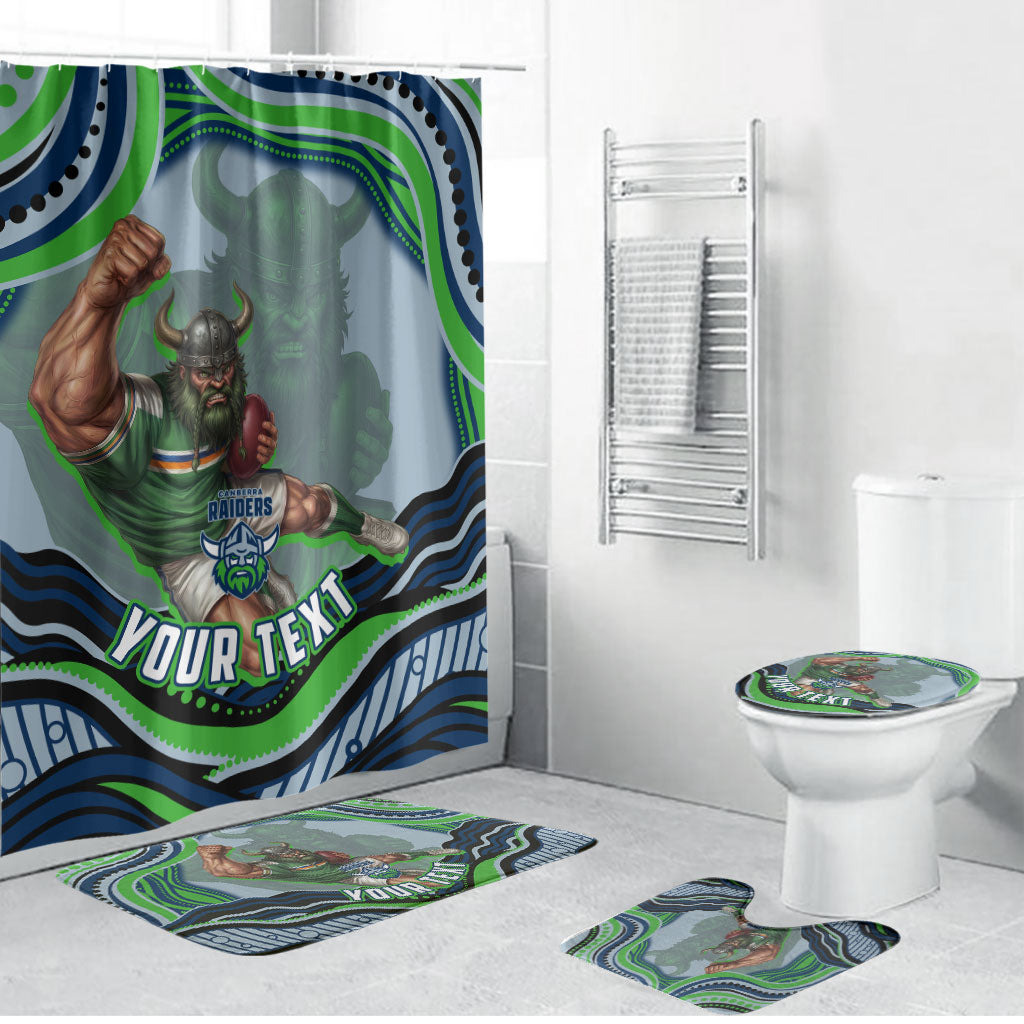 Personalized Canberra Raiders Bathroom Set Aboriginal Dot Art - Dreamtime Rugby Mascot