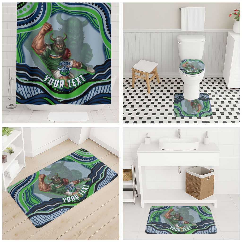 Personalized Canberra Raiders Bathroom Set Aboriginal Dot Art - Dreamtime Rugby Mascot