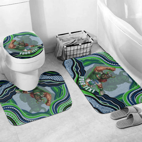 Personalized Canberra Raiders Bathroom Set Aboriginal Dot Art - Dreamtime Rugby Mascot