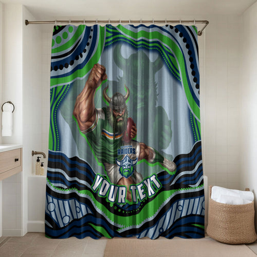 Personalized Canberra Raiders Bathroom Set Aboriginal Dot Art - Dreamtime Rugby Mascot