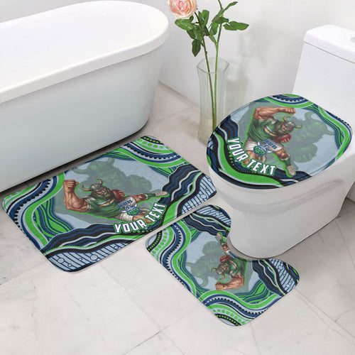 Personalized Canberra Raiders Bathroom Set Aboriginal Dot Art - Dreamtime Rugby Mascot