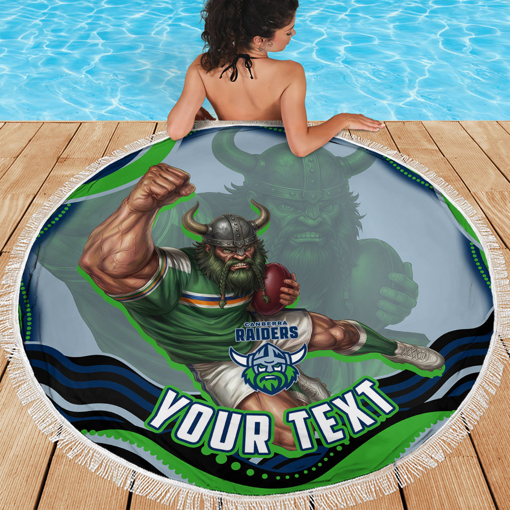 Personalized Canberra Raiders Beach Blanket Aboriginal Dot Art - Dreamtime Rugby Mascot