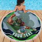 Personalized Canberra Raiders Beach Blanket Aboriginal Dot Art - Dreamtime Rugby Mascot