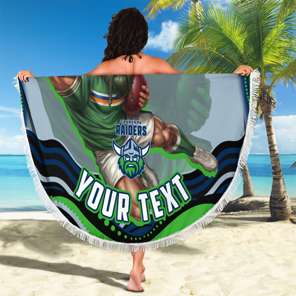 Personalized Canberra Raiders Beach Blanket Aboriginal Dot Art - Dreamtime Rugby Mascot