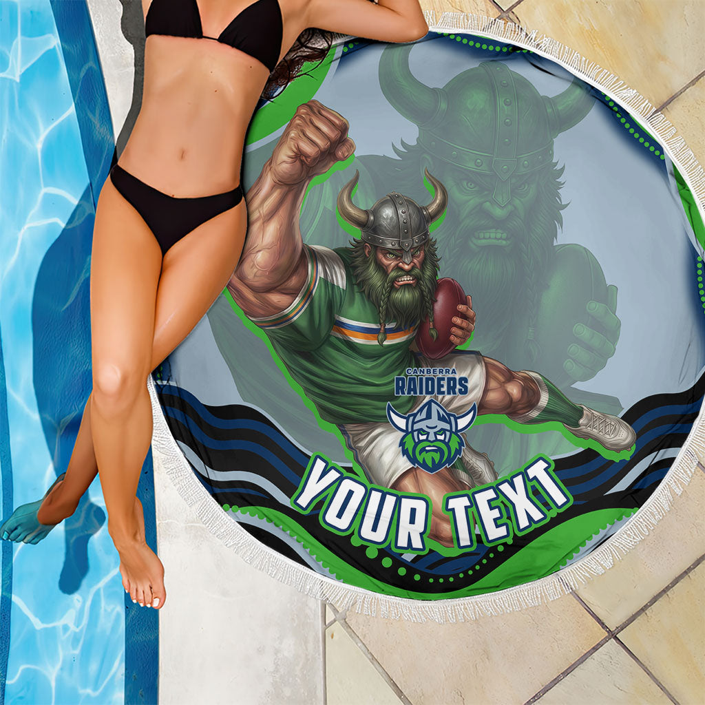Personalized Canberra Raiders Beach Blanket Aboriginal Dot Art - Dreamtime Rugby Mascot