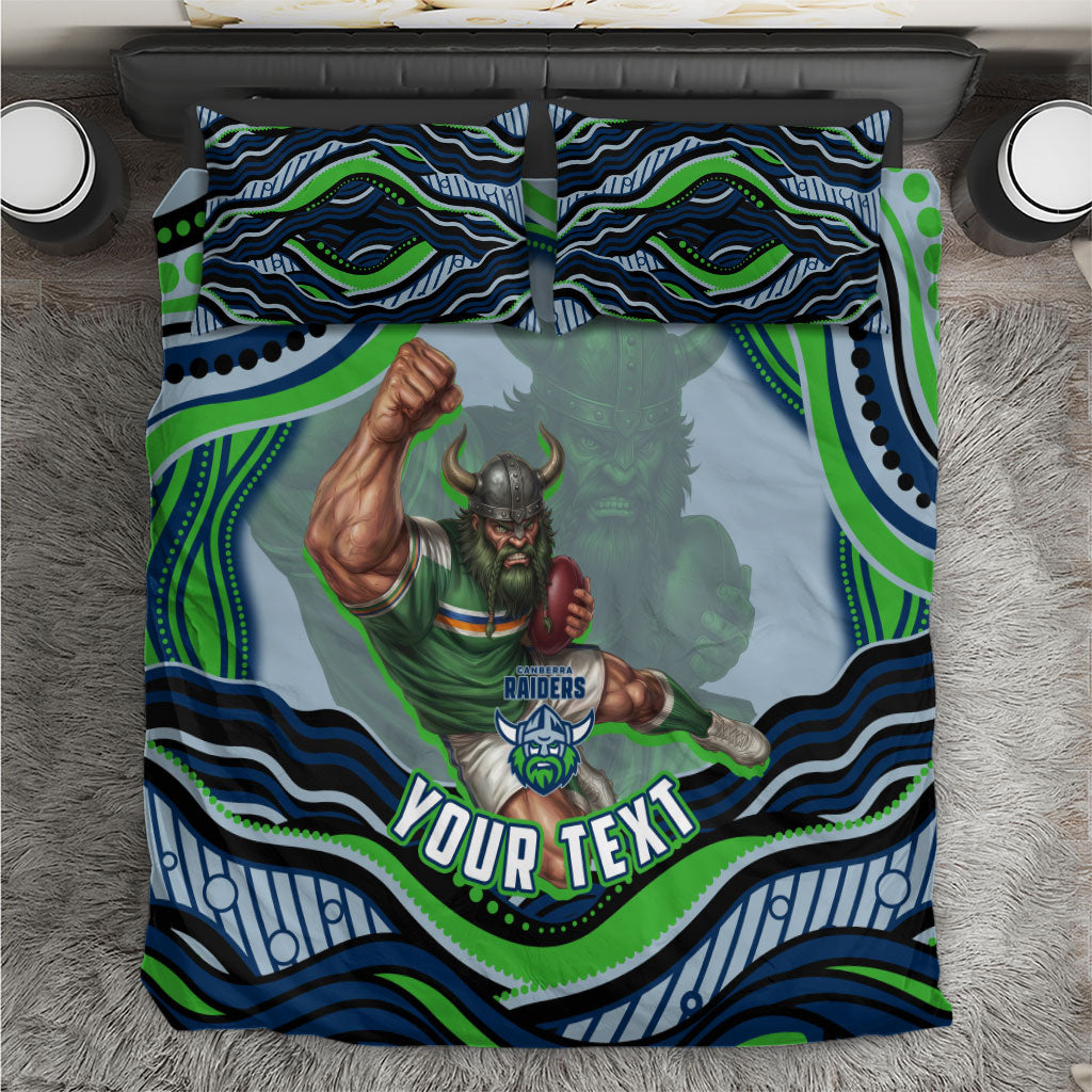 Personalized Canberra Raiders Bedding Set Aboriginal Dot Art - Dreamtime Rugby Mascot