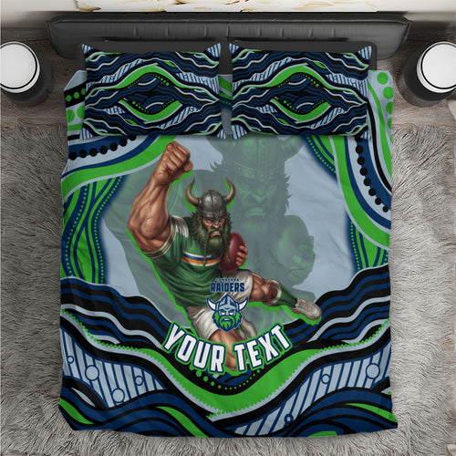 Personalized Canberra Raiders Bedding Set Aboriginal Dot Art - Dreamtime Rugby Mascot