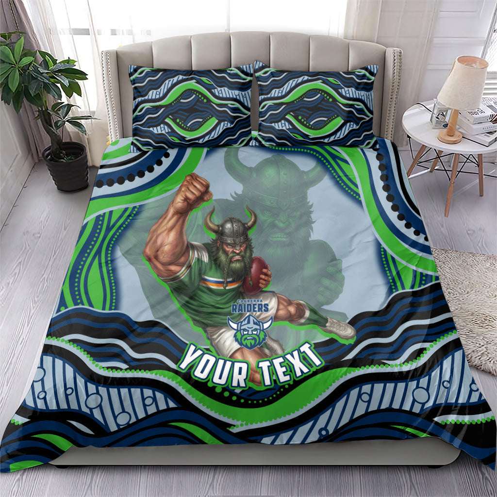 Personalized Canberra Raiders Bedding Set Aboriginal Dot Art - Dreamtime Rugby Mascot