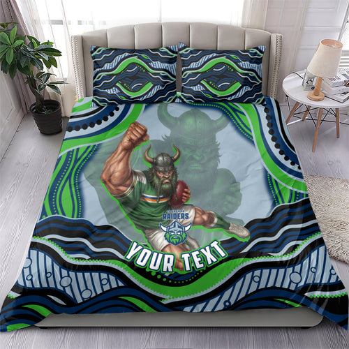 Personalized Canberra Raiders Bedding Set Aboriginal Dot Art - Dreamtime Rugby Mascot