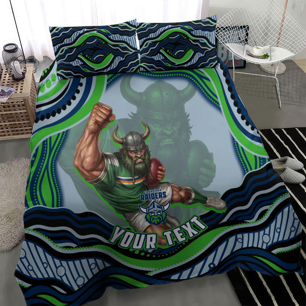 Personalized Canberra Raiders Bedding Set Aboriginal Dot Art - Dreamtime Rugby Mascot