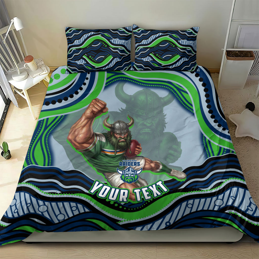 Personalized Canberra Raiders Bedding Set Aboriginal Dot Art - Dreamtime Rugby Mascot