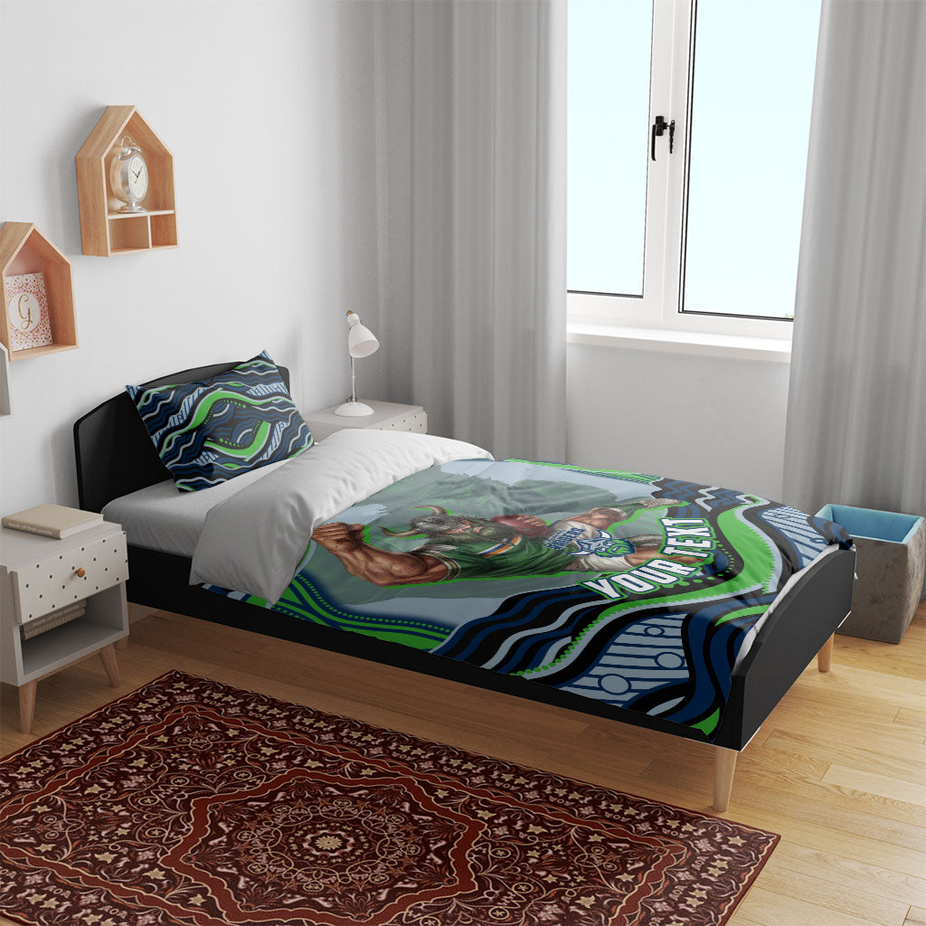 Personalized Canberra Raiders Bedding Set Aboriginal Dot Art - Dreamtime Rugby Mascot