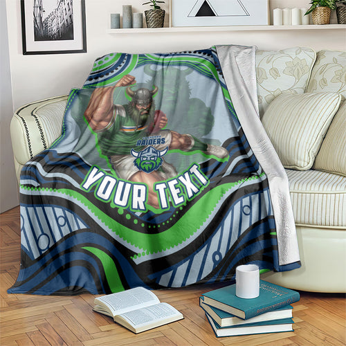 Personalized Canberra Raiders Blanket Aboriginal Dot Art - Dreamtime Rugby Mascot