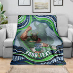 Personalized Canberra Raiders Blanket Aboriginal Dot Art - Dreamtime Rugby Mascot