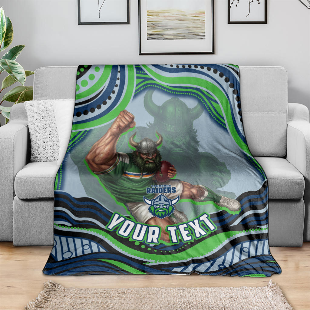 Personalized Canberra Raiders Blanket Aboriginal Dot Art - Dreamtime Rugby Mascot
