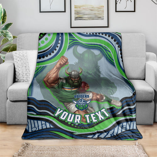 Personalized Canberra Raiders Blanket Aboriginal Dot Art - Dreamtime Rugby Mascot