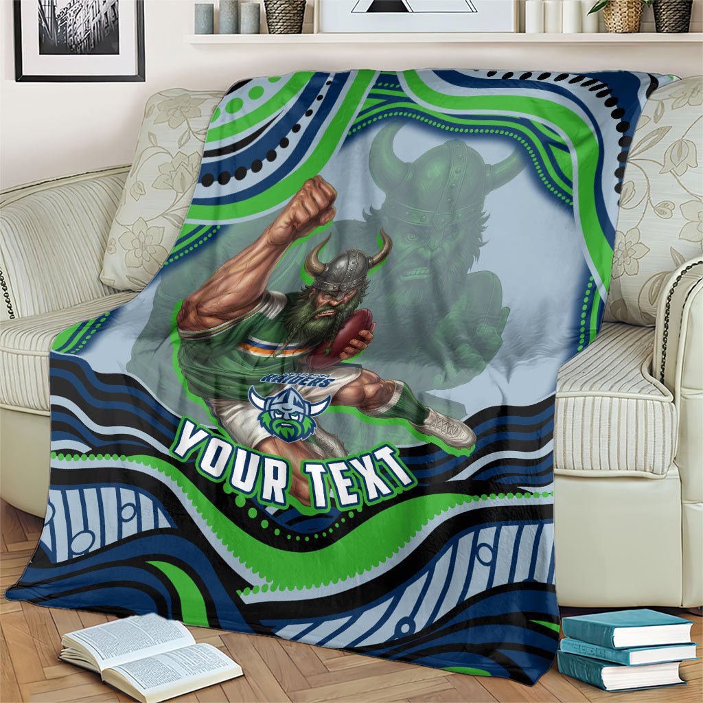 Personalized Canberra Raiders Blanket Aboriginal Dot Art - Dreamtime Rugby Mascot