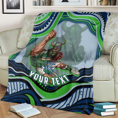 Personalized Canberra Raiders Blanket Aboriginal Dot Art - Dreamtime Rugby Mascot