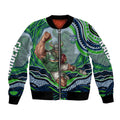 Personalized Canberra Raiders Bomber Jacket Aboriginal Dot Art - Dreamtime Rugby Mascot