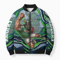 Personalized Canberra Raiders Bomber Puffer Jacket Aboriginal Dot Art - Dreamtime Rugby Mascot
