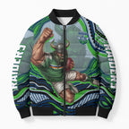 Personalized Canberra Raiders Bomber Puffer Jacket Aboriginal Dot Art - Dreamtime Rugby Mascot