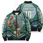 Personalized Canberra Raiders Bomber Puffer Jacket Aboriginal Dot Art - Dreamtime Rugby Mascot