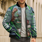 Personalized Canberra Raiders Bomber Puffer Jacket Aboriginal Dot Art - Dreamtime Rugby Mascot
