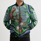 Personalized Canberra Raiders Bomber Puffer Jacket Aboriginal Dot Art - Dreamtime Rugby Mascot