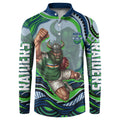 Personalized Canberra Raiders Button Sweatshirt Aboriginal Dot Art - Dreamtime Rugby Mascot