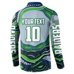 Personalized Canberra Raiders Button Sweatshirt Aboriginal Dot Art - Dreamtime Rugby Mascot