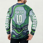 Personalized Canberra Raiders Button Sweatshirt Aboriginal Dot Art - Dreamtime Rugby Mascot