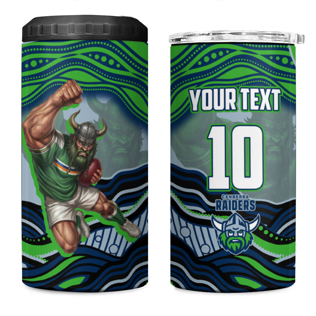 Personalized Canberra Raiders 4 in 1 Can Cooler Tumbler Aboriginal Dot Art - Dreamtime Rugby Mascot