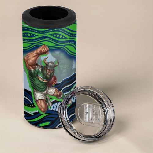 Personalized Canberra Raiders 4 in 1 Can Cooler Tumbler Aboriginal Dot Art - Dreamtime Rugby Mascot