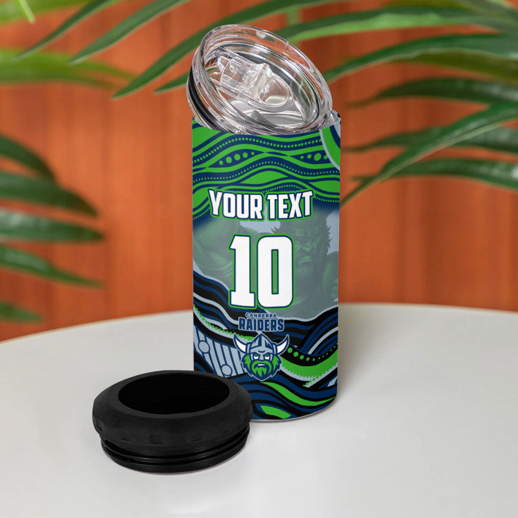Personalized Canberra Raiders 4 in 1 Can Cooler Tumbler Aboriginal Dot Art - Dreamtime Rugby Mascot