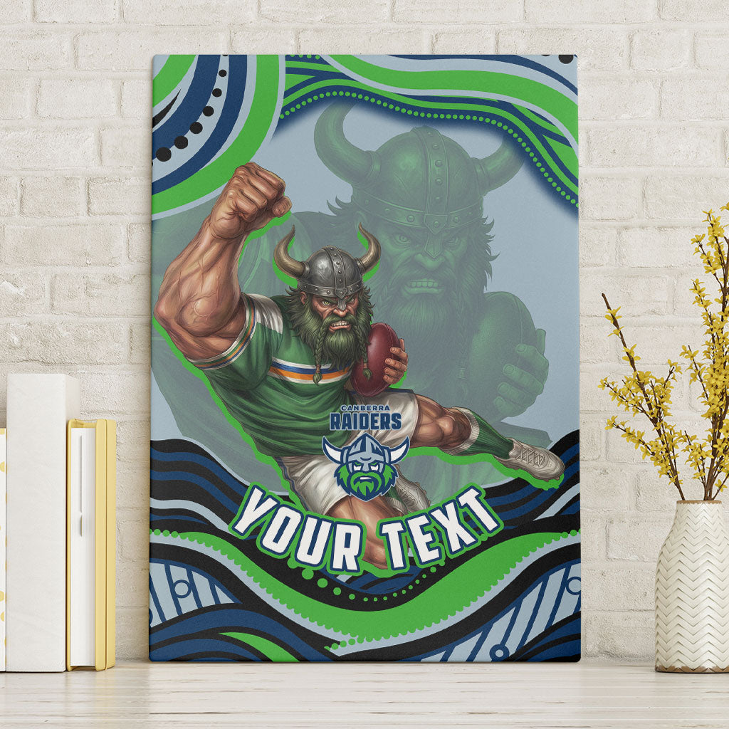Personalized Canberra Raiders Canvas Wall Art Aboriginal Dot Art - Dreamtime Rugby Mascot