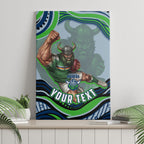 Personalized Canberra Raiders Canvas Wall Art Aboriginal Dot Art - Dreamtime Rugby Mascot