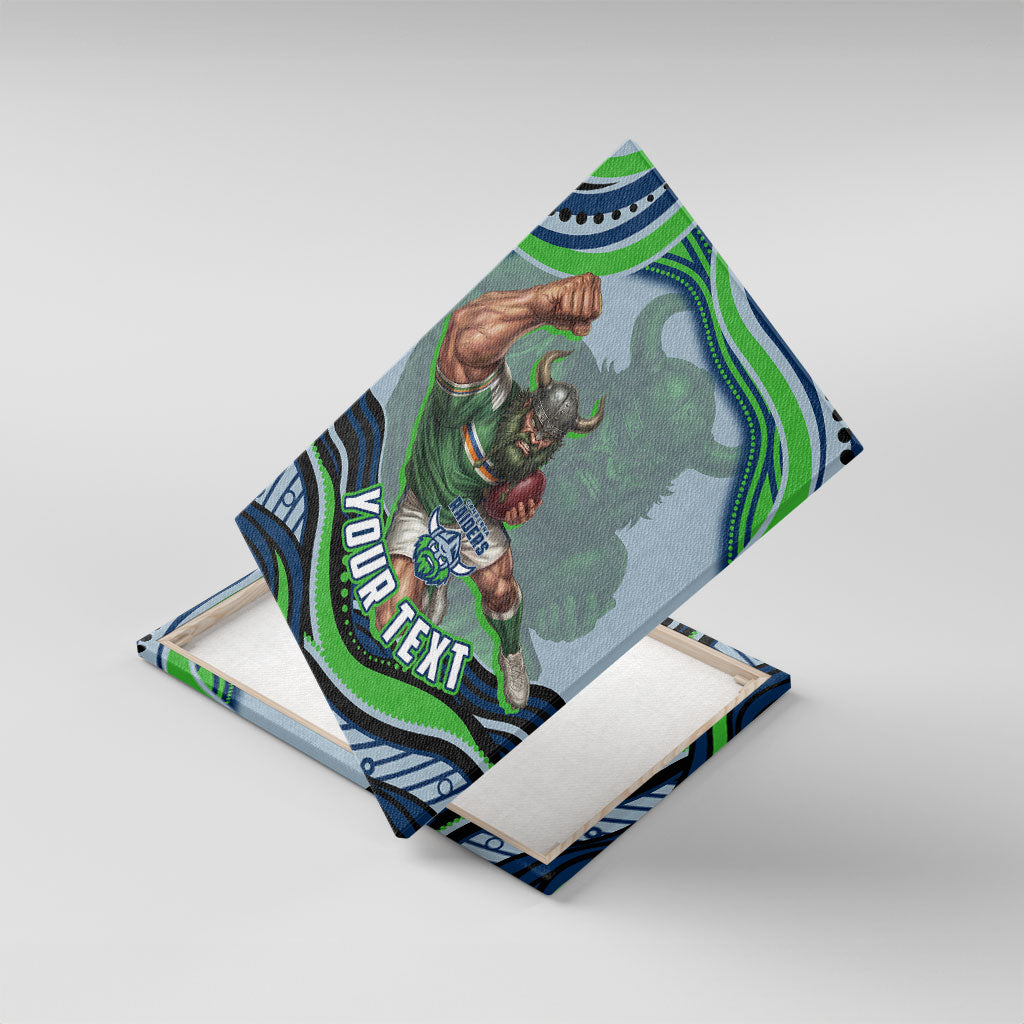 Personalized Canberra Raiders Canvas Wall Art Aboriginal Dot Art - Dreamtime Rugby Mascot