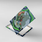 Personalized Canberra Raiders Canvas Wall Art Aboriginal Dot Art - Dreamtime Rugby Mascot