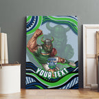Personalized Canberra Raiders Canvas Wall Art Aboriginal Dot Art - Dreamtime Rugby Mascot