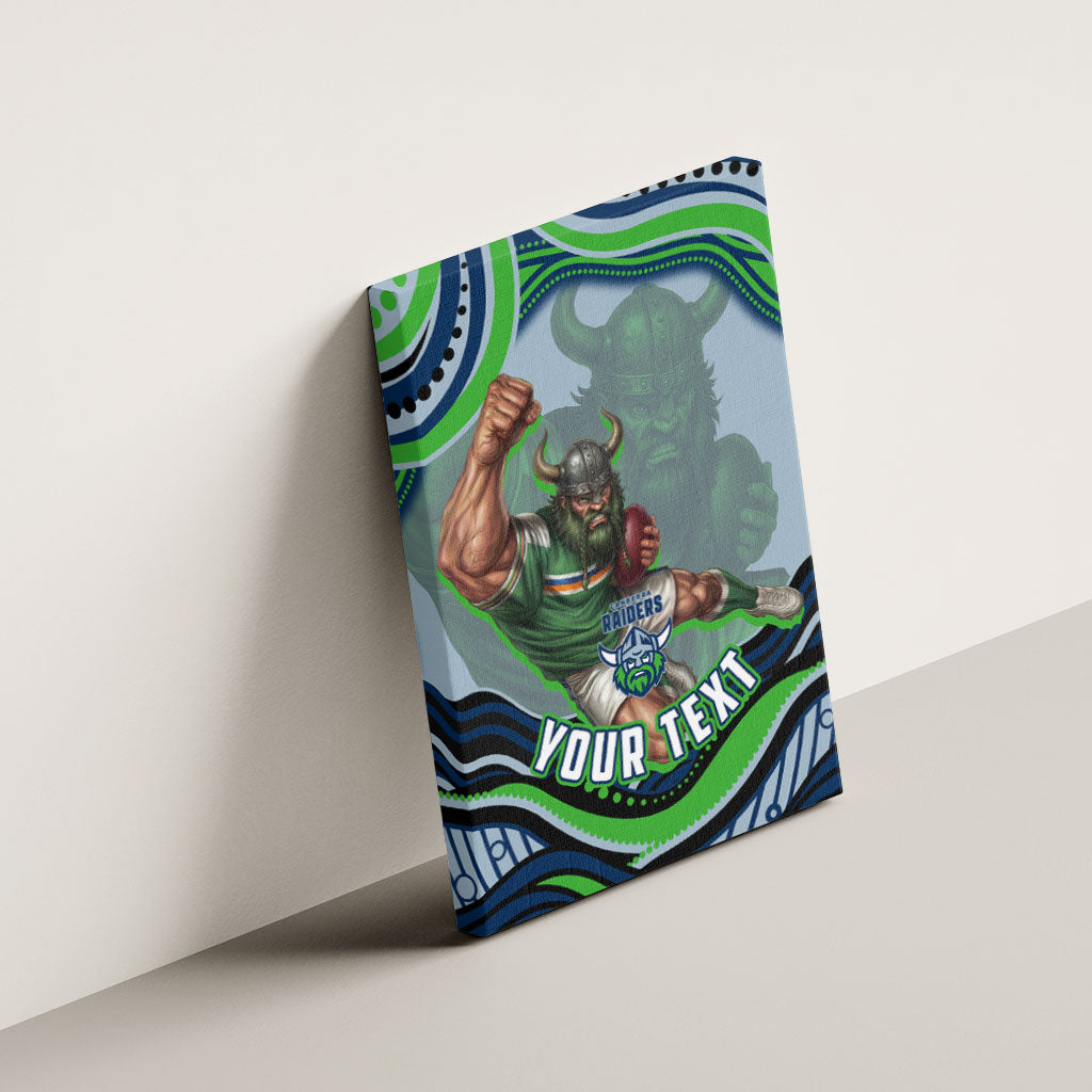 Personalized Canberra Raiders Canvas Wall Art Aboriginal Dot Art - Dreamtime Rugby Mascot