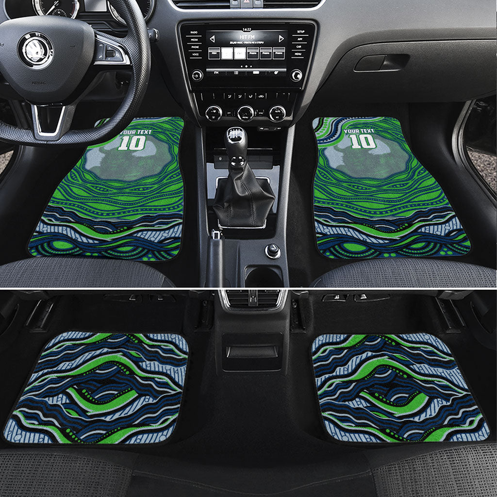 Personalized Canberra Raiders Car Mats Aboriginal Dot Art - Dreamtime Rugby Mascot