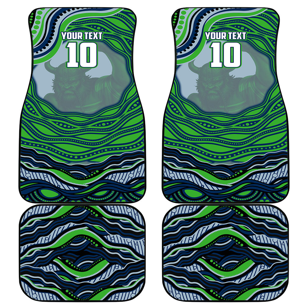 Personalized Canberra Raiders Car Mats Aboriginal Dot Art - Dreamtime Rugby Mascot