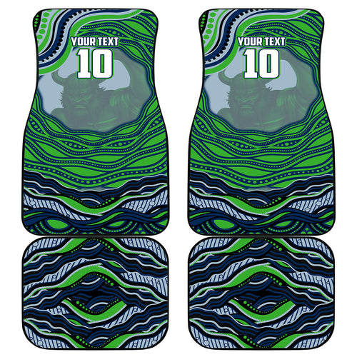 Personalized Canberra Raiders Car Mats Aboriginal Dot Art - Dreamtime Rugby Mascot