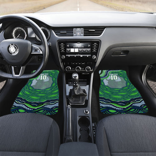 Personalized Canberra Raiders Car Mats Aboriginal Dot Art - Dreamtime Rugby Mascot