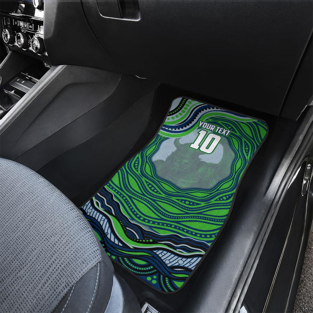 Personalized Canberra Raiders Car Mats Aboriginal Dot Art - Dreamtime Rugby Mascot