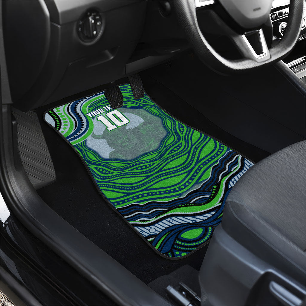 Personalized Canberra Raiders Car Mats Aboriginal Dot Art - Dreamtime Rugby Mascot